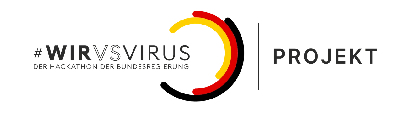 Logo des #WIRvsVIRUS Hackathons der Bundesregierung mit kreisförmiger Farbmarke und Projektkennzeichnung