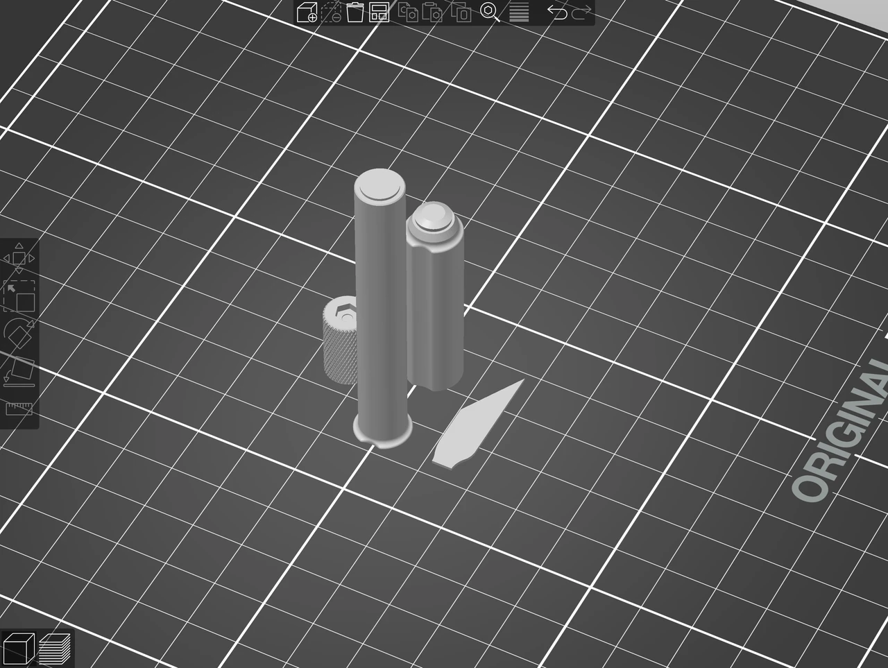 CAD-Modell des Skalpells mit einzelnen Bauteilen im 3D-Druck-Slicer